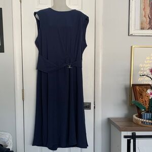 Lauren Ralph Lauren Navy Midi Dress with Belt